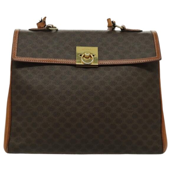 CELINE Macadam Canvas Hand Bag Coated Canvas Brown - Picture 2 of 13